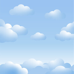 Clouds sky image. Sky and clouds background in light blue and white colored. Illustration, wallpaper.