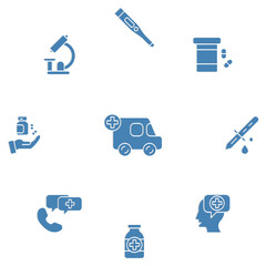 Medical and healthcare icons set. Set of editable stroke icons.Vector set of Medical and healthcare 