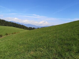 landscape with grass and sky, slovakia countryside 