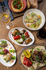 Georgian cuisine dishes on the table in the restaurant