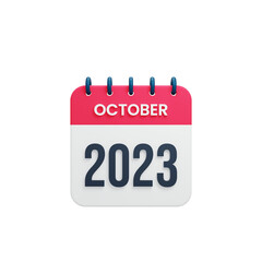 2023 October Calendar Rendered 3D Illustration