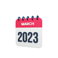 2023 March Calendar Rendered 3D Illustration