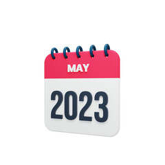 2023 May Calendar Rendered 3D Illustration