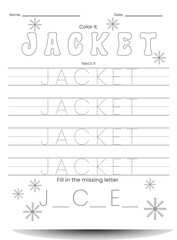 Winter Word Tracing Worksheets