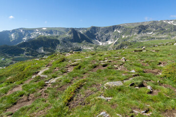 Fototapeta na wymiar Amazing Landscape of Rila Mountain near The Seven Rila Lakes, Bulgaria