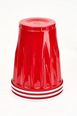 red cups upside down isolated on white 