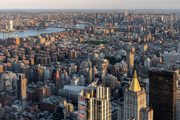 Panoramic view at high-rise buildings of Manhattan Island