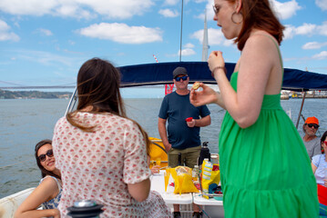 Sailing boat group party