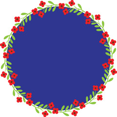 Floral Wreath Illustration, Circle Clipart Flower Frame For Birthday, Wedding , Party Decor