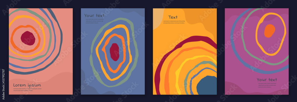 Wall mural copy space poster set. creative design layout template with concentric circles. backgrounds leaflet 
