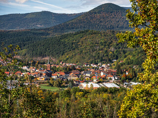 Beautiful view of autumn colorful Vosges mountains