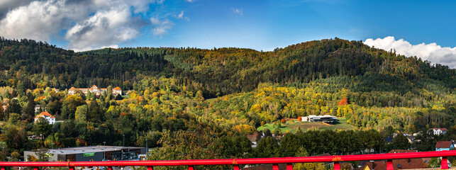 Beautiful view of autumn colorful Vosges mountains