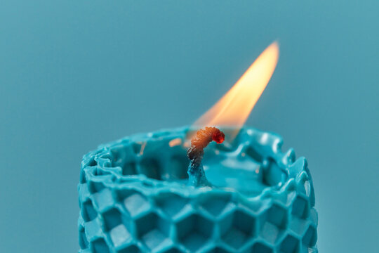 Close up of natural burning candle.