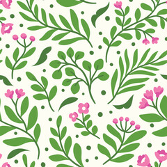 Hand drawn floral pattern. Seamless leaves vector background. Elegant colorful template for fashion print, fabric or wallpaper.