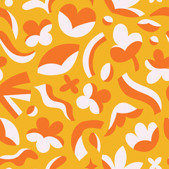 Vector seamless pattern with abstract flower elements . Trendy organic botanical shape background for social media, invitation, web.