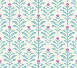 Modern cute flower art deco seamless pattern. Trendy abstract botanical texture. Vector geometric background.