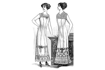 Women with a Fashion Clothing – Vintage Illustration
