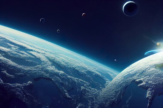 3D Render Of Space Debris Around Planet Earth