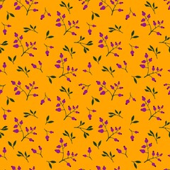 Winter floral seamless Christmas berries and leaves pattern for Noel wrapping paper and summer swimsuit print