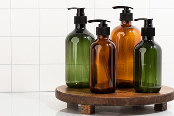 Skin Care/Body Care Bottles in Bathroom