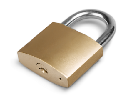 Lock close up on white  background