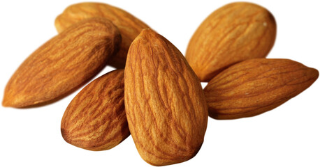 Group of almonds isolated on white