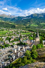 France. Jausiers. The village of Jausiers in the Valey of Ubaye