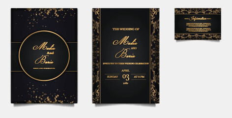 luxury wedding invitation card design template set