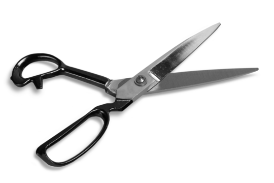 Open scissors isolated on white background