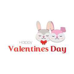 Isolated happy pair of cute rabbits Valentine day Vector