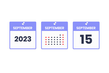 September 15 calendar design icon. 2023 calendar schedule, appointment, important date concept