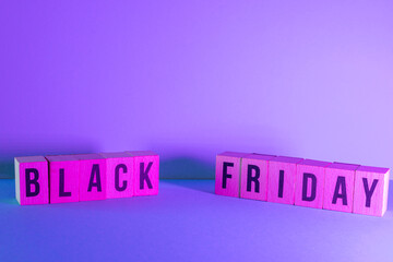 Black Friday wooden letters advertising bargain sales