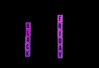 Black Friday lettering announcing bargain sales on black background