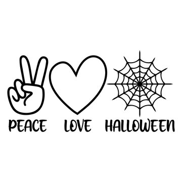 Peace LOve Halloween. Cute Halloween design.