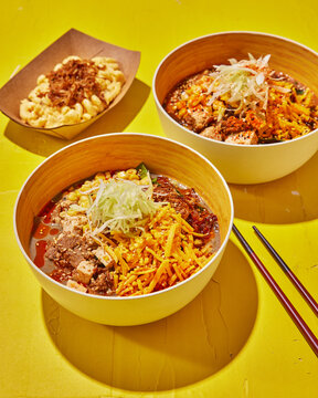 Comfort Food on Yellow Background