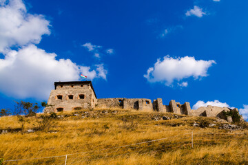 Fototapeta na wymiar Stone medieval fortress on the hill in Hungary