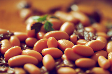 close up of a plate of beans