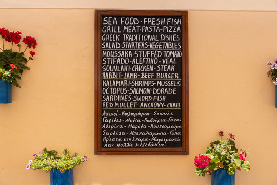 Menu On The Wall Of Restaurant