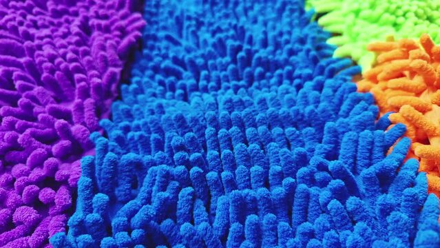 Abstract Colorful Microfiber Mop Pad Detail Texture Background Footage.