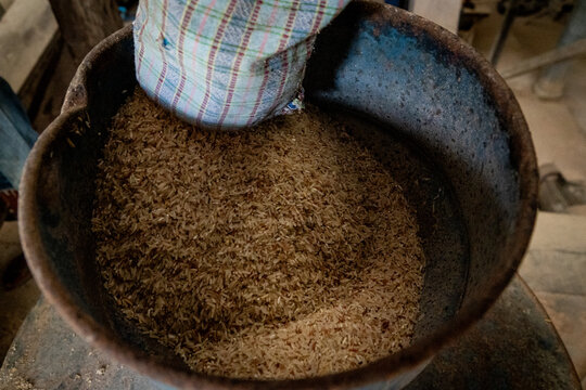 A bowl of processed rice
