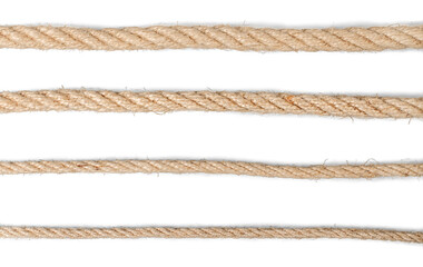 Coiled rope on a white background close up