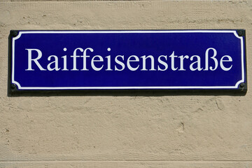 Emailleschild Raiffeisenstraße