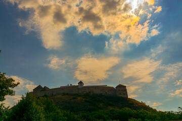 Obraz premium Stone medieval fortress on the hill in Hungary