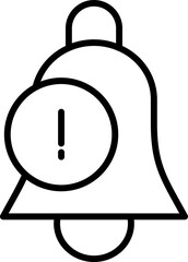 Simple vector isolated pictogram drawn with black thin line. Editable stroke for web sites, adverts, stores, shops. Vector line icon of exclamation sign by bell