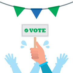 Hand holding a vote poster Election day Vector