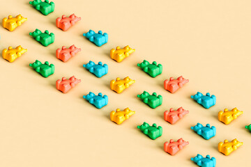 rows of colorful gummy bears. 3d render
