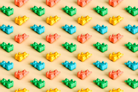 isometric pattern of many gummy bears