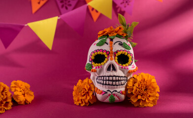 Dia De Los Muertos or Day of the Dead Celebration Background.