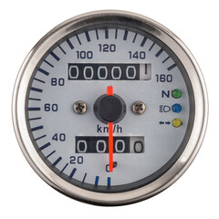 Motorcycle odometer isolated on white background.