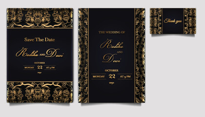 luxury wedding invitation card design template set